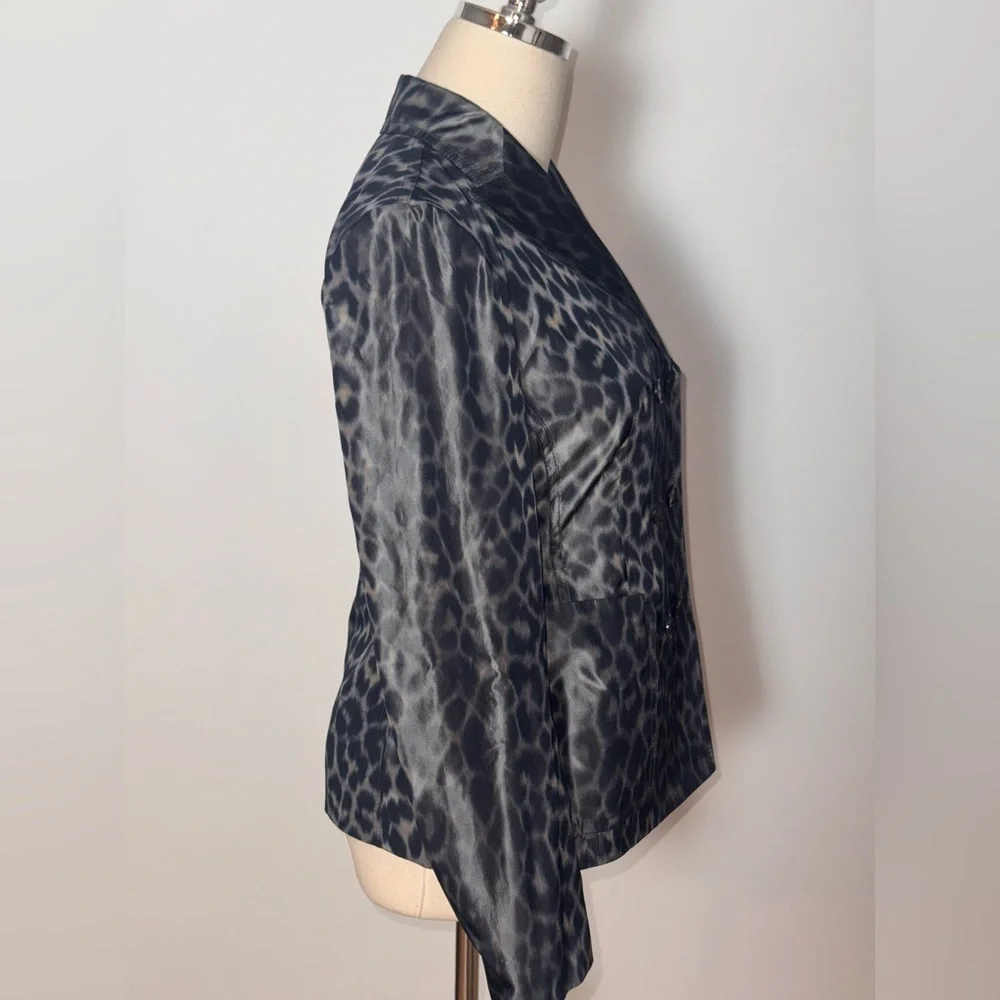 Christian Dior Women's Bar Silk Grey Leopard Blazer Size 2